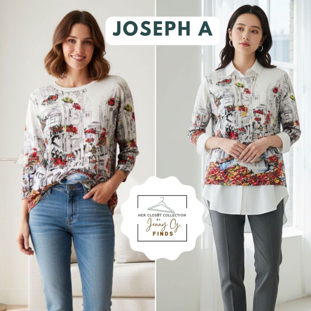 Joseph A. European City Scene Soft Stretchy White Knit Pullover Sweater Large